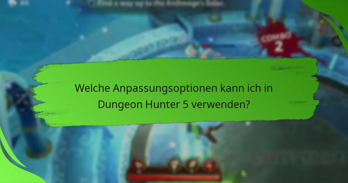 Welche Anpassungsoptionen kann ich in Dungeon Hunter 5 verwenden?